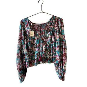 Free People Women's Up For Anything Top In Raisin Combo Size S NWT